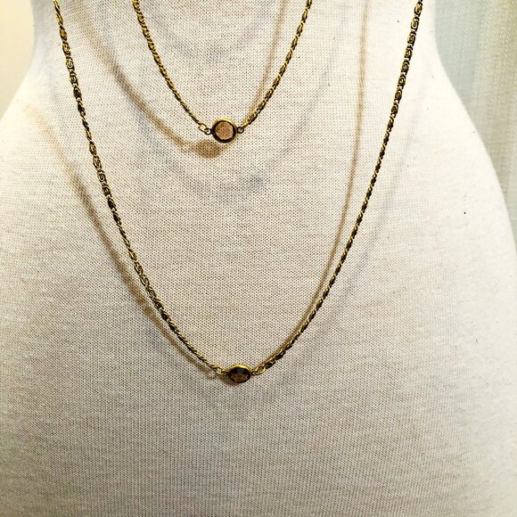 Vintage 1960s Goldette Jewelry Multi Strand Necklace with Pendants in Gold Tone - Picture 4 of 15